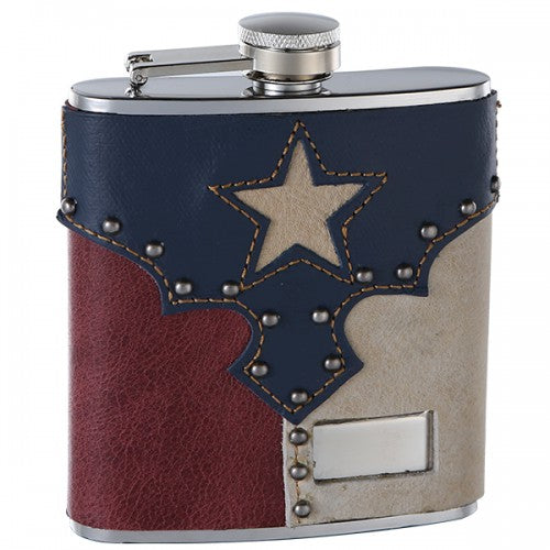 6oz (177ml) Genuine Leather "Texas Pride" Hip Flask