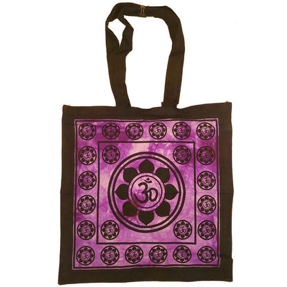 Aum Sanskrit Symbol Lotus Chakra Tie Dye Market Tote Bag Canvas