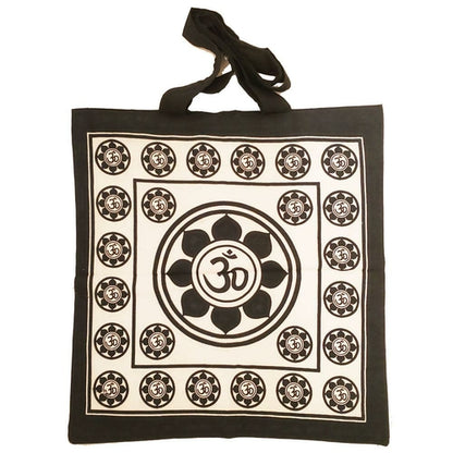 Aum Sanskrit Symbol Lotus Chakra Tie Dye Market Tote Bag Canvas